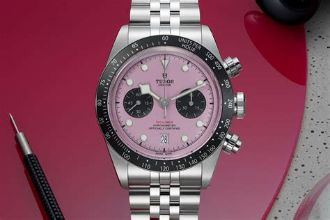 tudor black.bay pink|tudor watches pink dial.